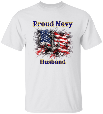 Personalized Proud Navy Family Shirt – Anchor American Flag Military Tee for Mom, Dad, Wife, Husband, Sister or Brother