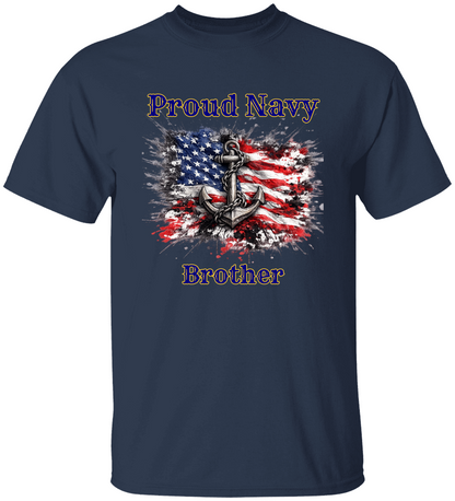 Personalized Proud Navy Family Shirt – Anchor American Flag Military Tee for Mom, Dad, Wife, Husband, Sister or Brother