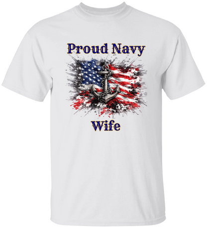 Personalized Proud Navy Family Shirt – Anchor American Flag Military Tee for Mom, Dad, Wife, Husband, Sister or Brother