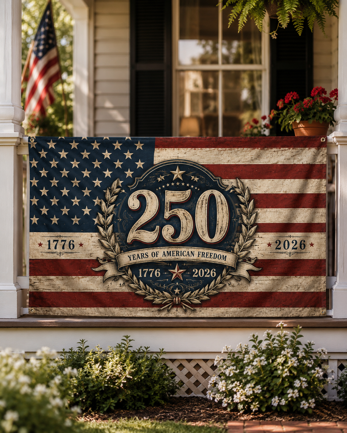 America 250th Anniversary Flag Banner – 1776–2026 Patriotic Celebration Decor