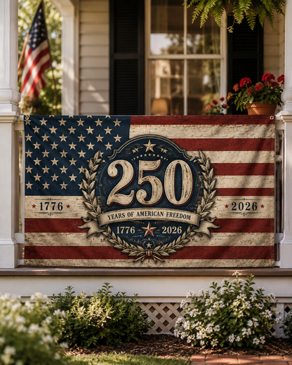America 250th Anniversary Flag Banner – 1776–2026 Patriotic Celebration Decor