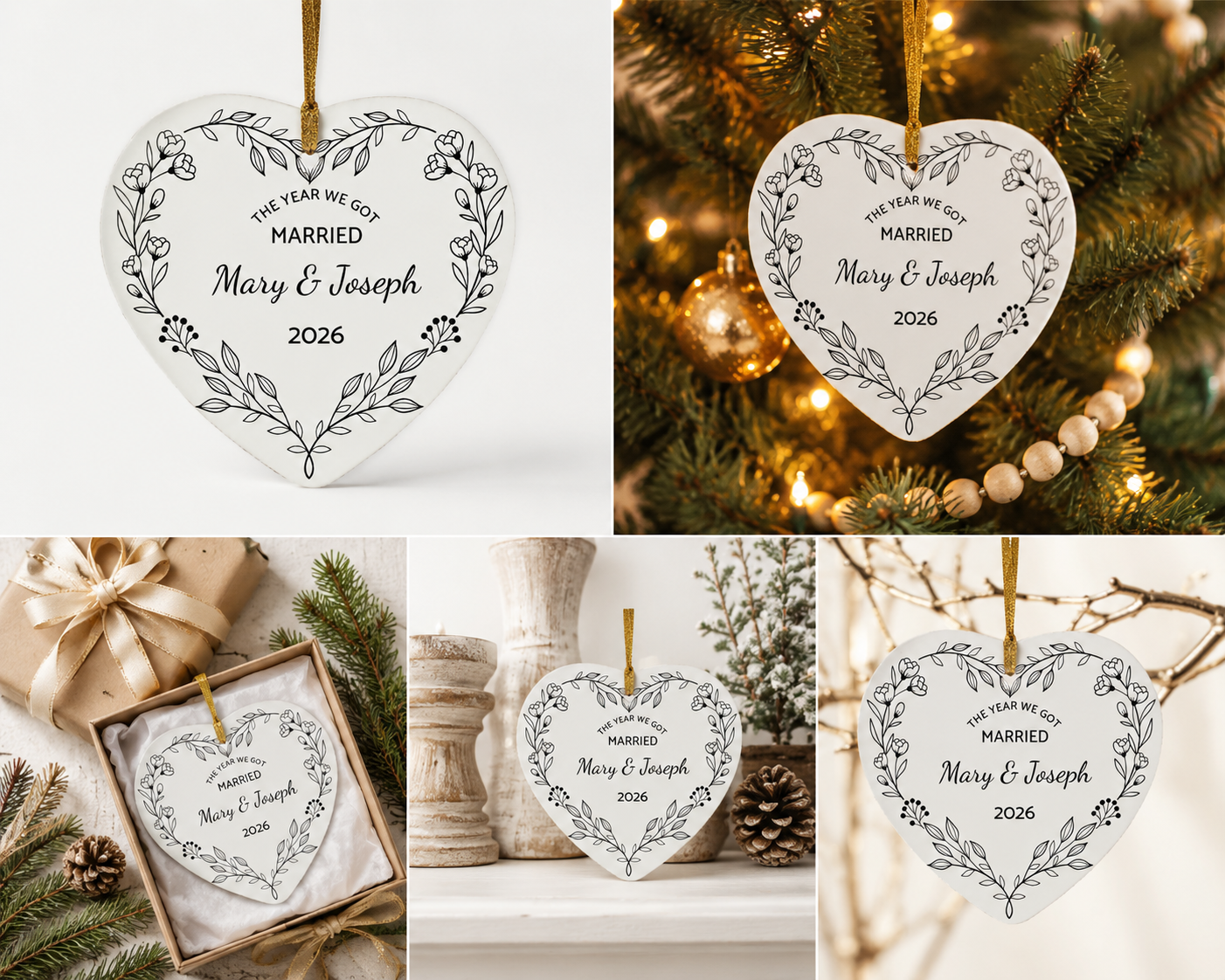 Personalized Wedding Christmas Ornament – The Year We Got Married Keepsake
