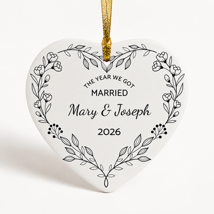 Personalized Wedding Christmas Ornament – The Year We Got Married Keepsake