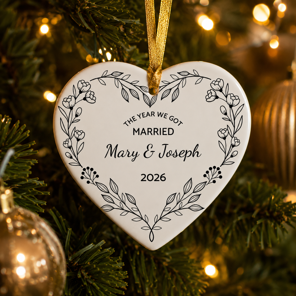 Personalized Wedding Christmas Ornament – The Year We Got Married Keepsake