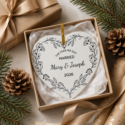 Personalized Wedding Christmas Ornament – The Year We Got Married Keepsake