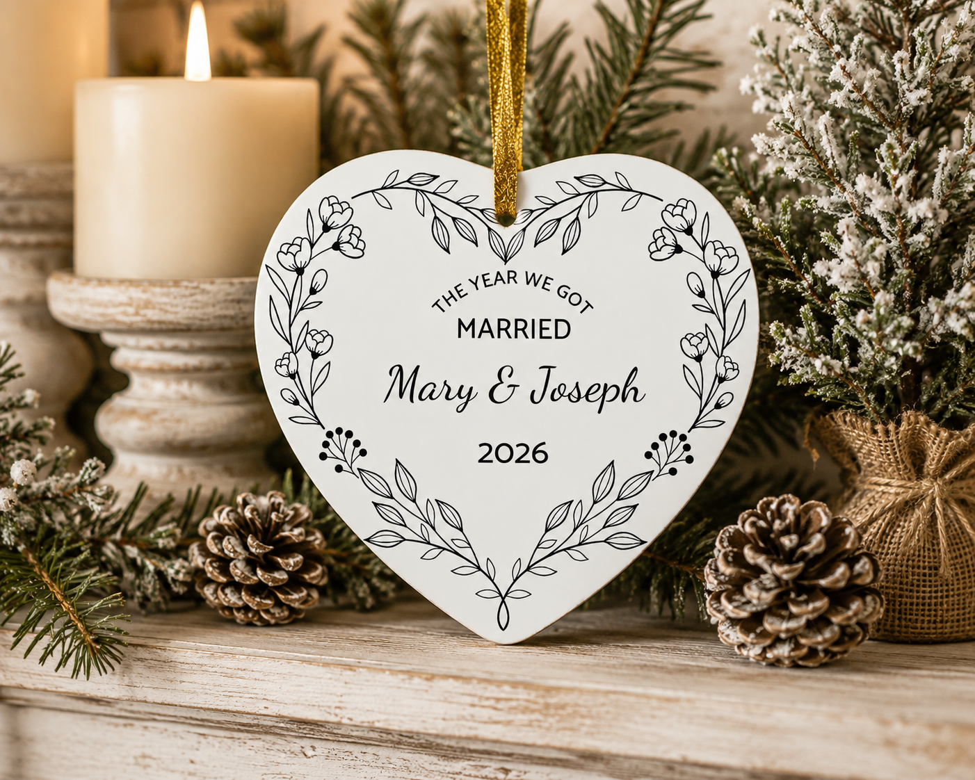 Personalized Wedding Christmas Ornament – The Year We Got Married Keepsake