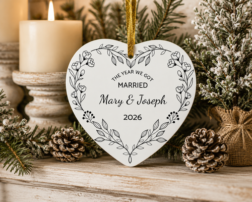 Personalized Wedding Christmas Ornament – The Year We Got Married Keepsake