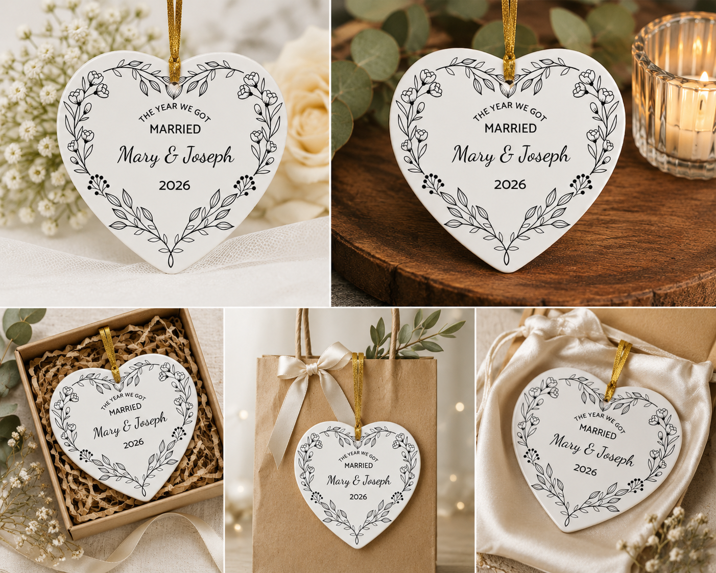 Personalized Wedding Christmas Ornament – The Year We Got Married Keepsake