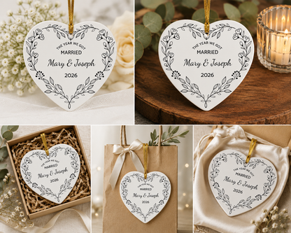 Personalized Wedding Christmas Ornament – The Year We Got Married Keepsake