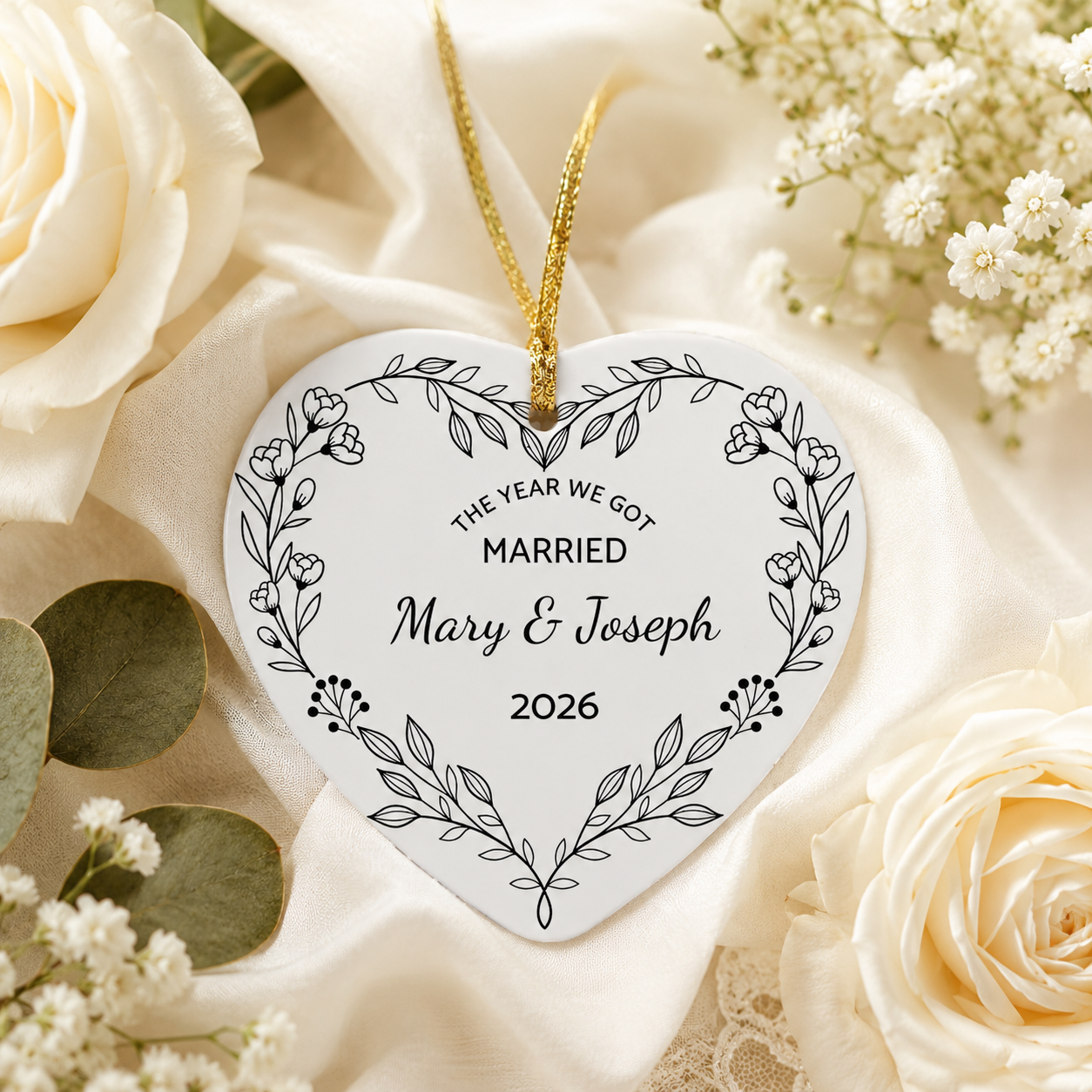 Personalized Wedding Christmas Ornament – The Year We Got Married Keepsake