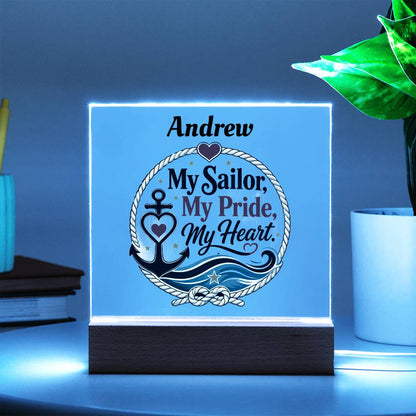 Personalized My Sailor My Pride My Heart Acrylic Plaque – Navy Family Gift