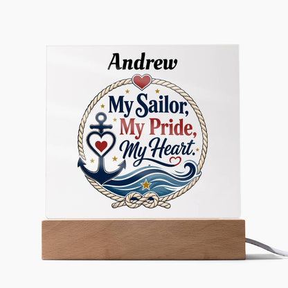 Personalized My Sailor My Pride My Heart Acrylic Plaque – Navy Family Gift