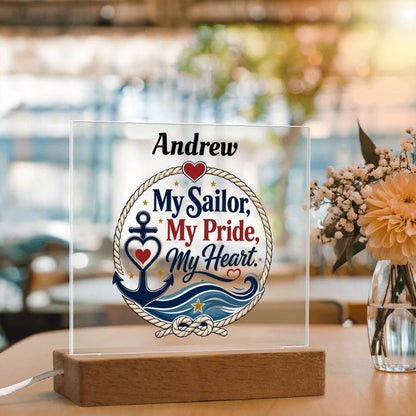 Personalized My Sailor My Pride My Heart Acrylic Plaque – Navy Family Gift